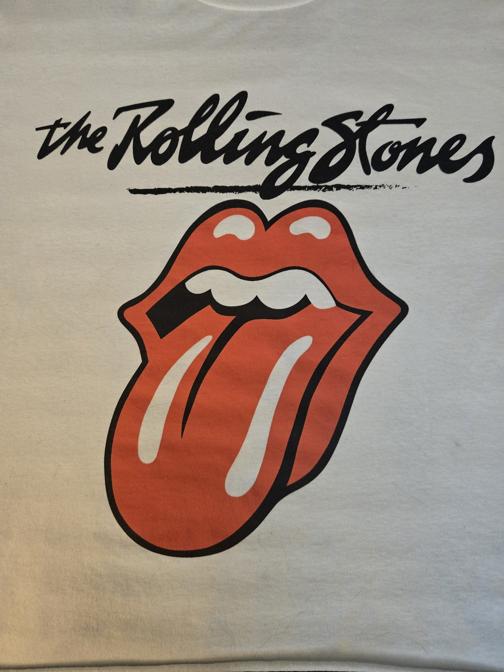 Rolling Stones Classic Tongue Crop Top Red Black Graphic Tee White XL EUC